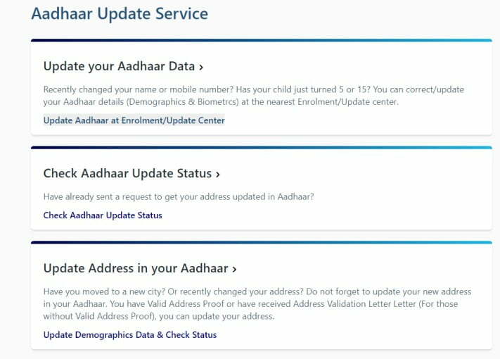 Update Aadhar online at Home